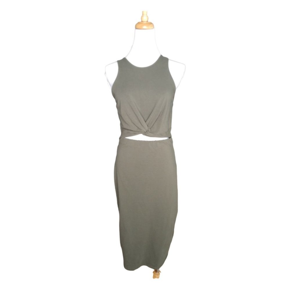 Knot Front Knit Dress Army Green Size M